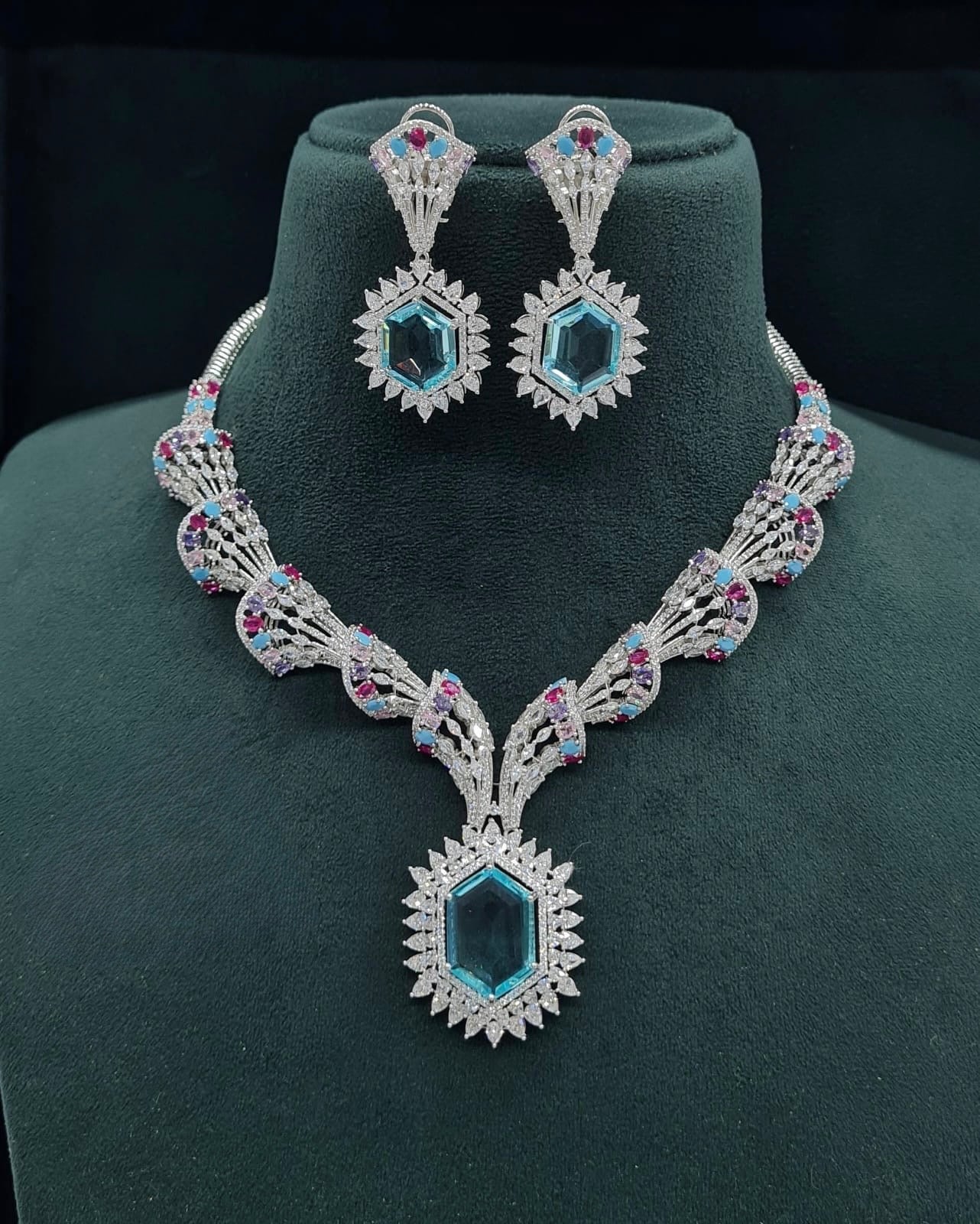 Cz Necklace 06095 - KRISHNA'S SWETA JEWELLERY