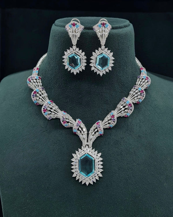 Cz Necklace 06095 - KRISHNA'S SWETA JEWELLERY