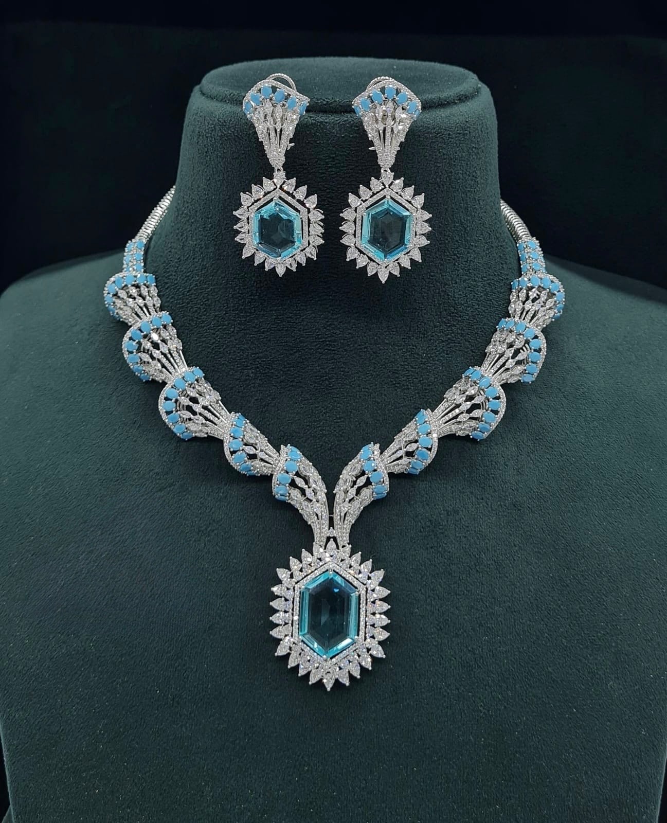 Cz Necklace 06095 - KRISHNA'S SWETA JEWELLERY