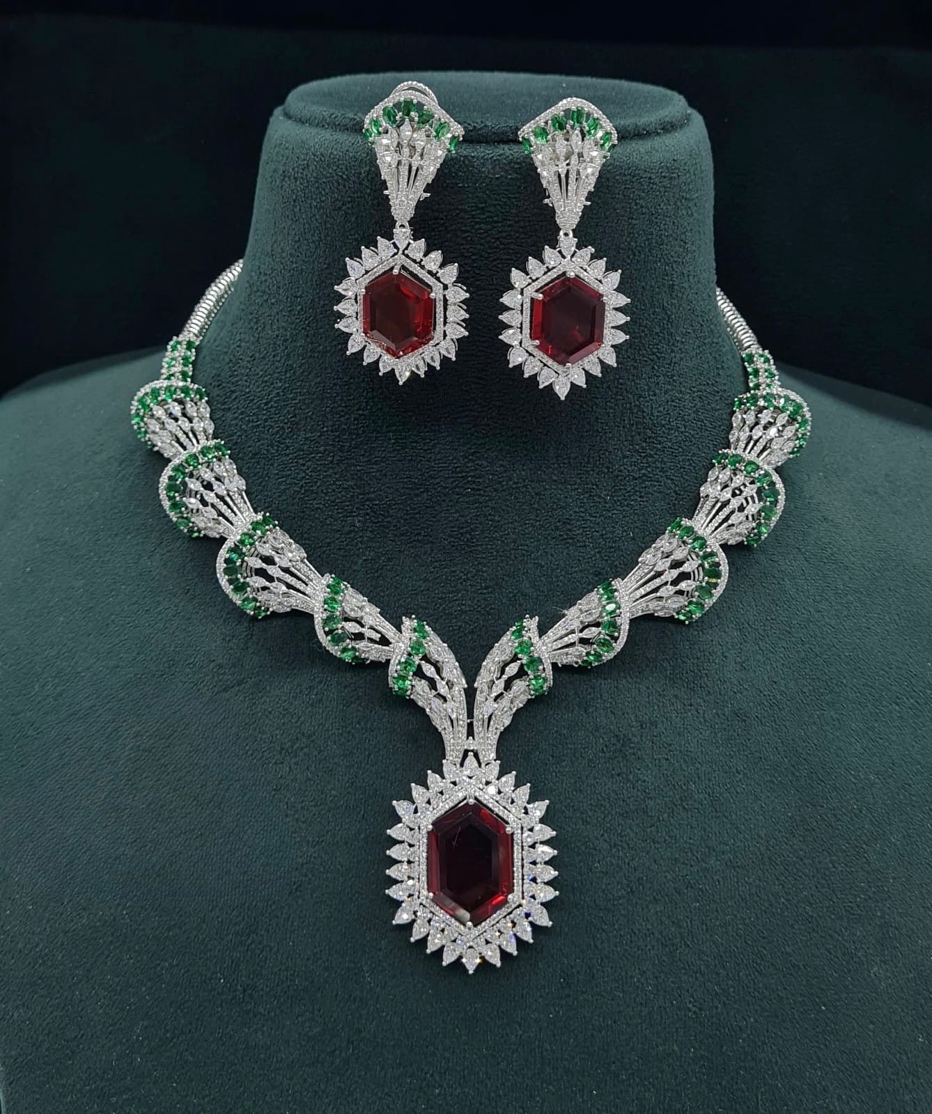Cz Necklace 06095 - KRISHNA'S SWETA JEWELLERY