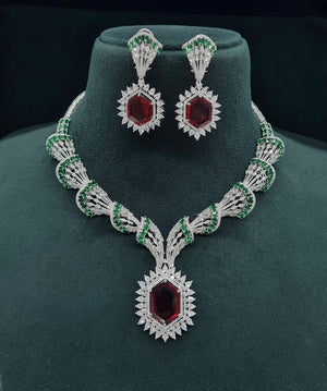 Cz Necklace 06095 - KRISHNA'S SWETA JEWELLERY