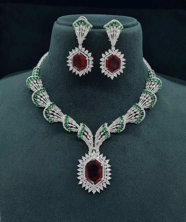 Cz Necklace 06095 - KRISHNA'S SWETA JEWELLERY