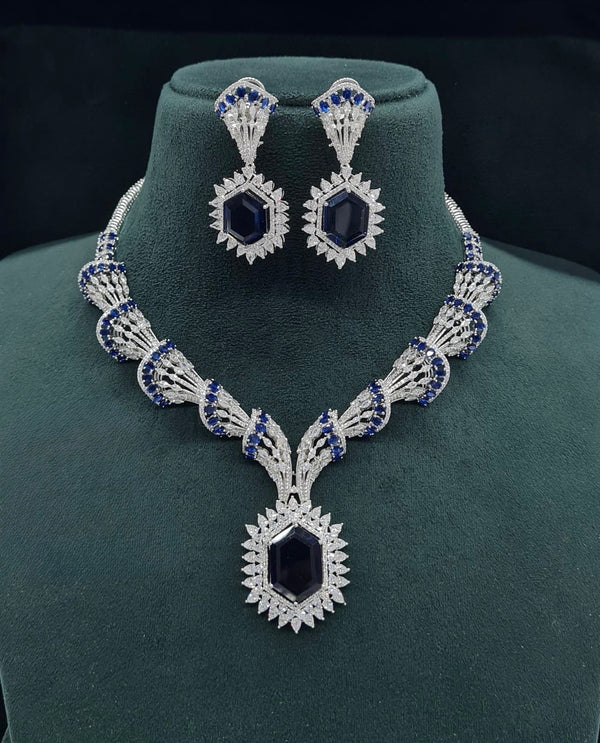 Cz Necklace 06095 - KRISHNA'S SWETA JEWELLERY