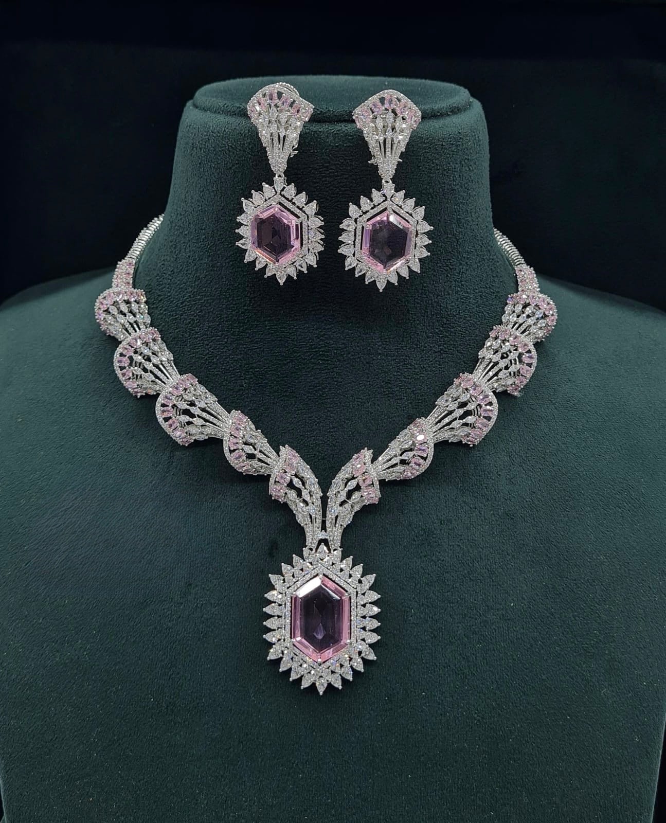Cz Necklace 06095 - KRISHNA'S SWETA JEWELLERY