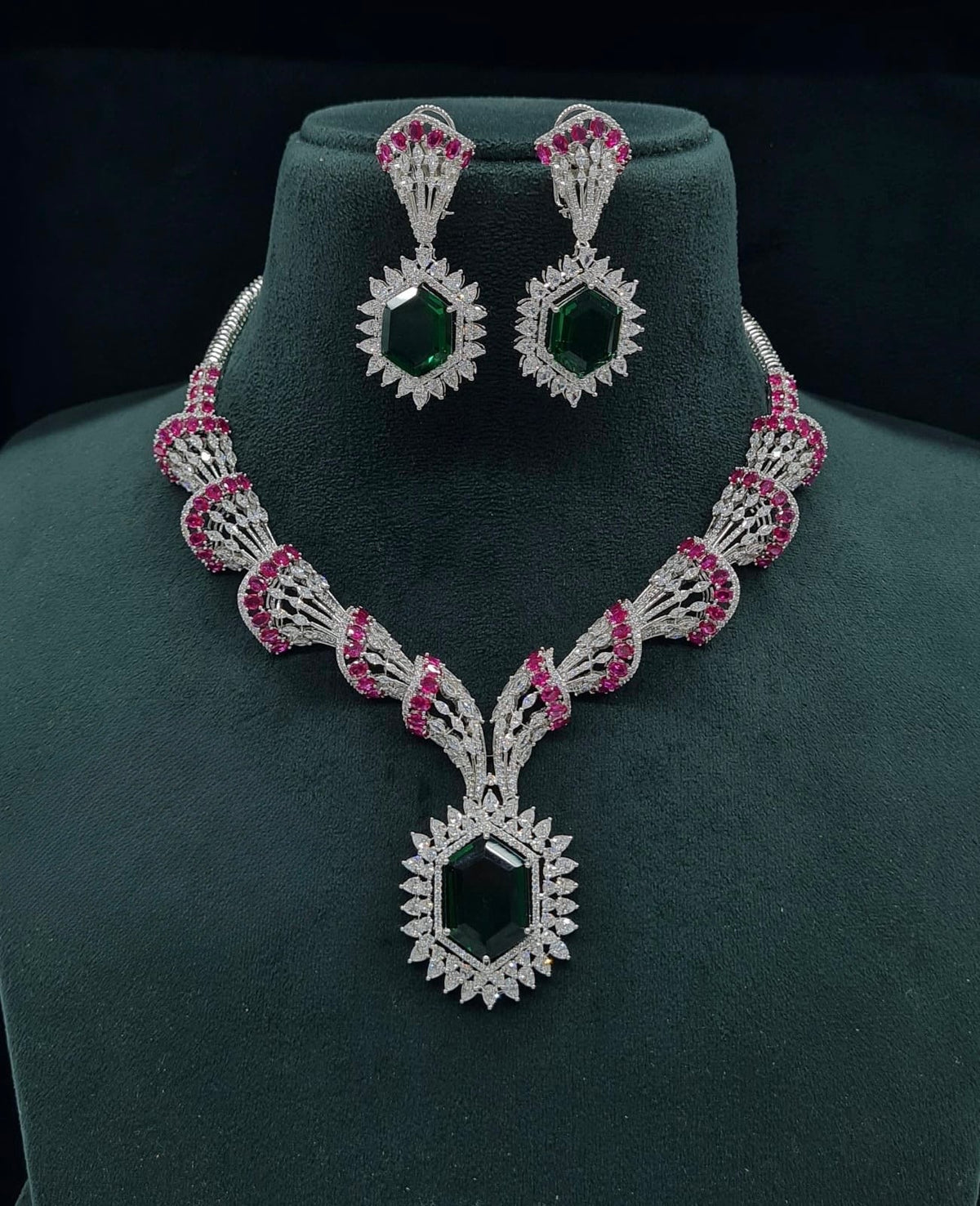 Cz Necklace 06095 - KRISHNA'S SWETA JEWELLERY