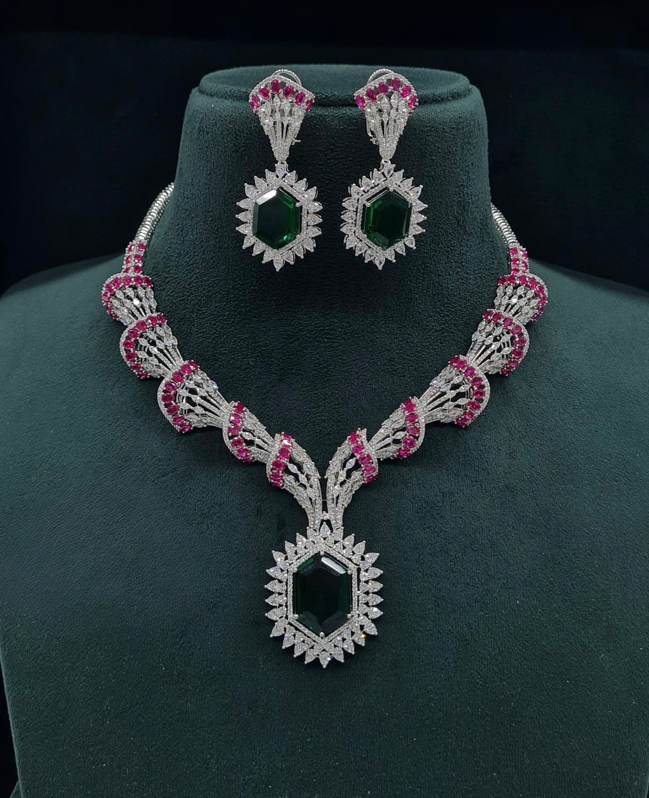 Cz Necklace 06095 - KRISHNA'S SWETA JEWELLERY
