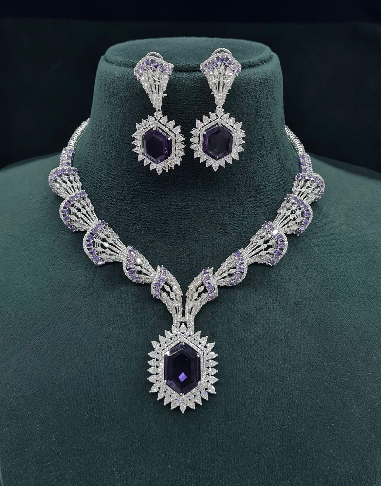 Cz Necklace 06095 - KRISHNA'S SWETA JEWELLERY