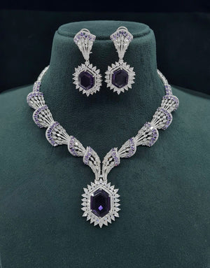 Cz Necklace 06095 - KRISHNA'S SWETA JEWELLERY