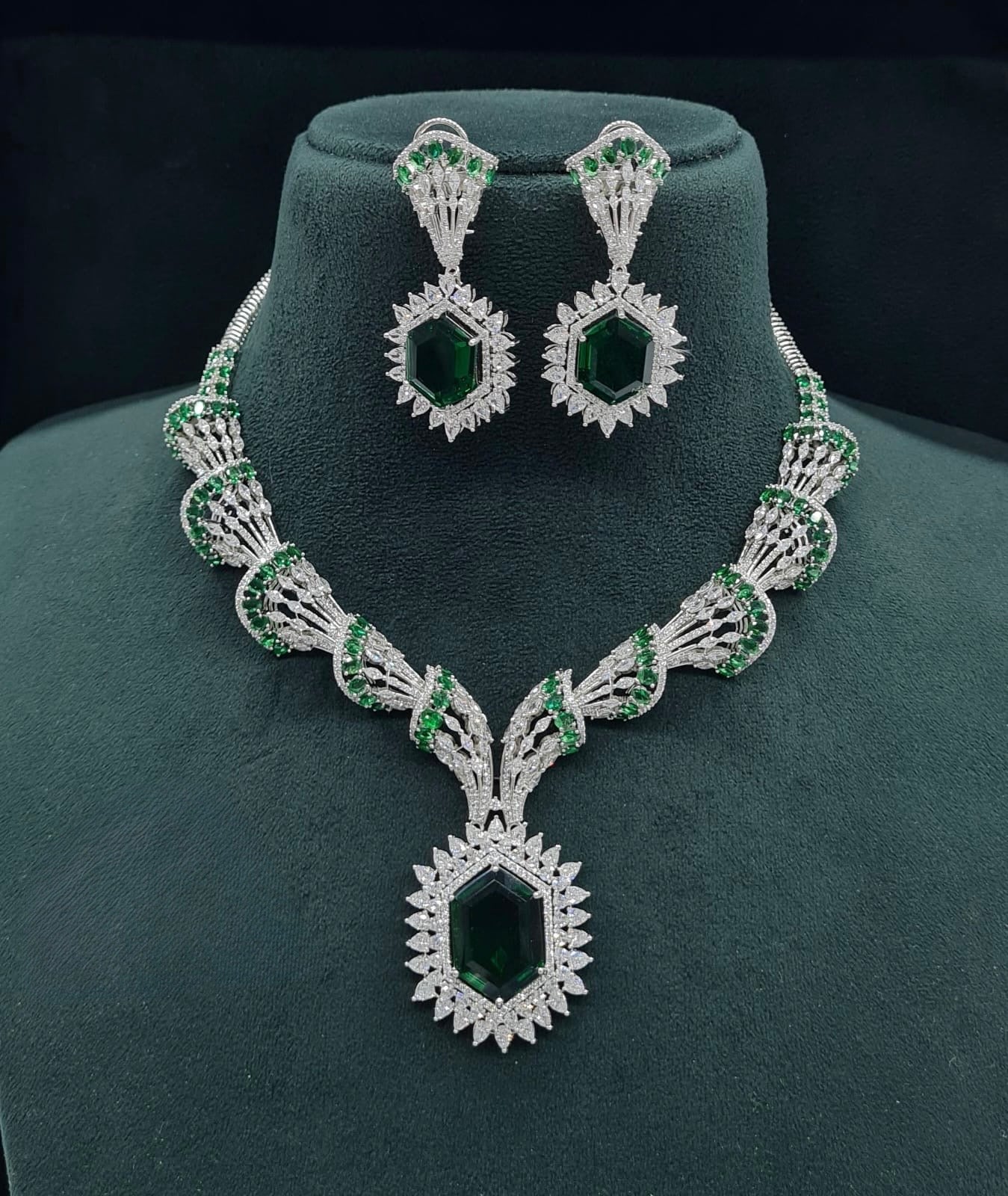 Cz Necklace 06095 - KRISHNA'S SWETA JEWELLERY