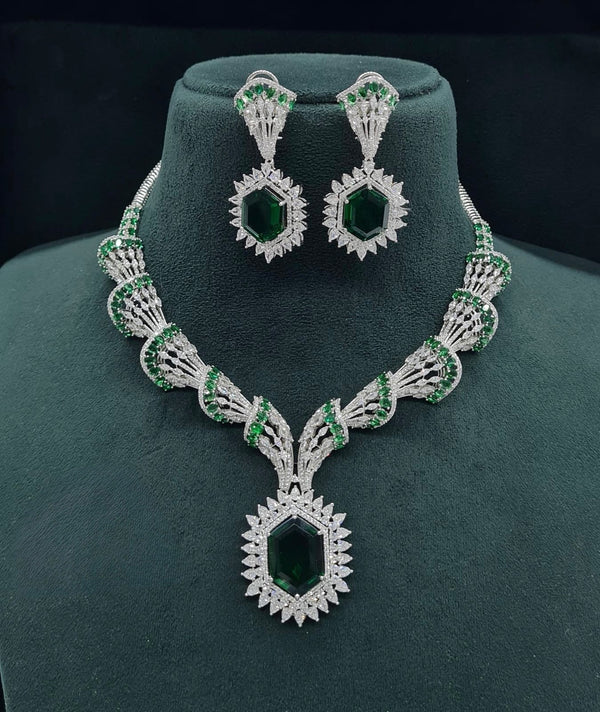 Cz Necklace 06095 - KRISHNA'S SWETA JEWELLERY