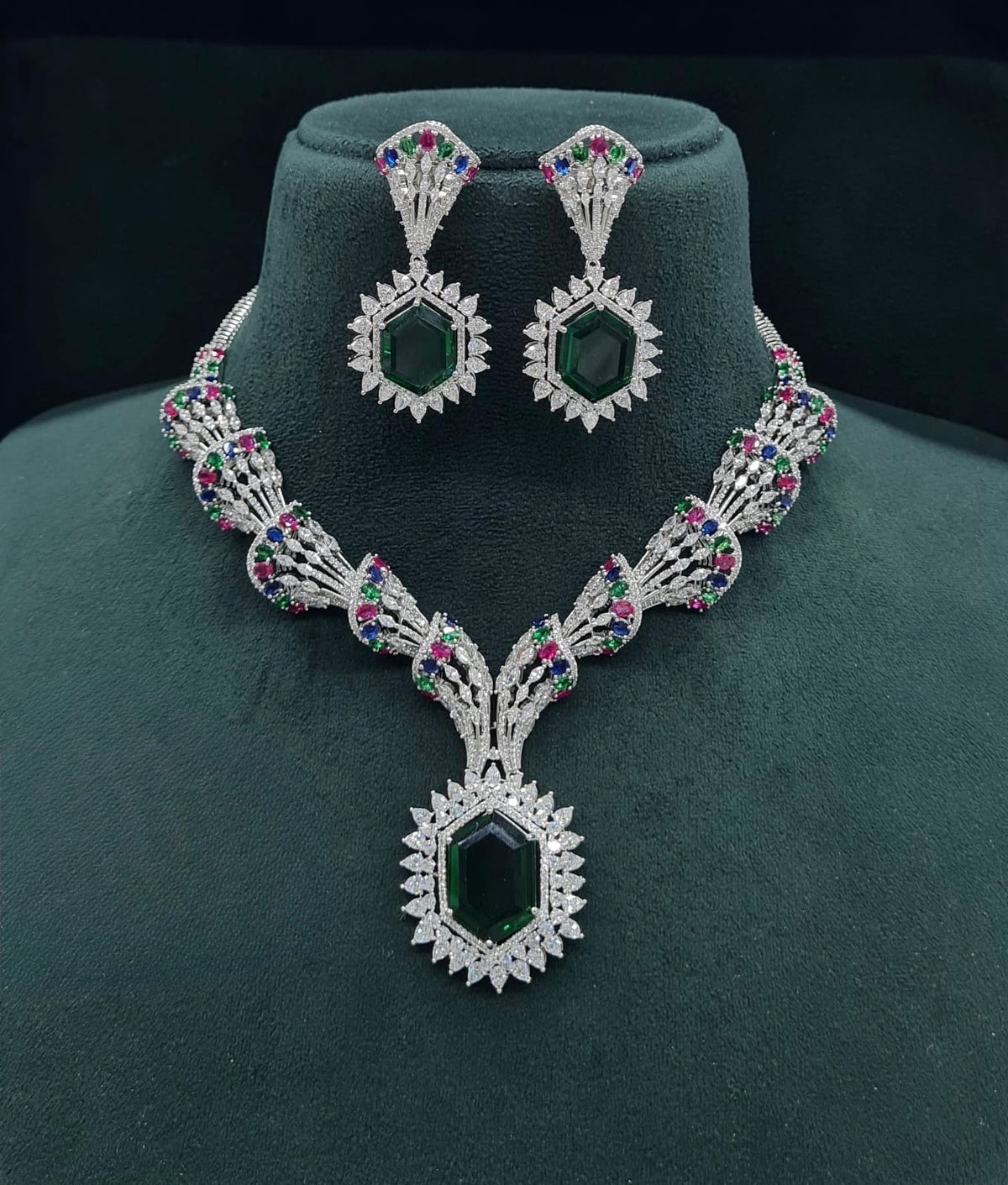 Cz Necklace 06095 - KRISHNA'S SWETA JEWELLERY
