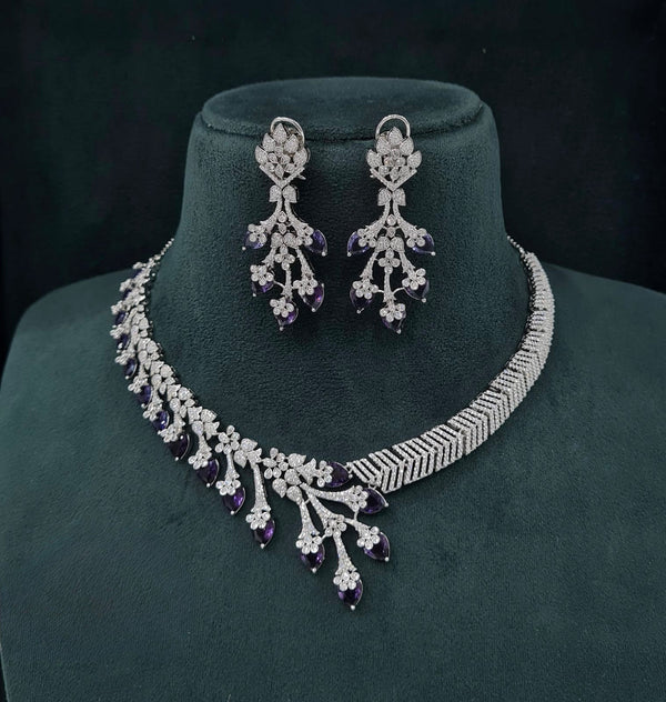 Cz Necklace 06096 - KRISHNA'S SWETA JEWELLERY