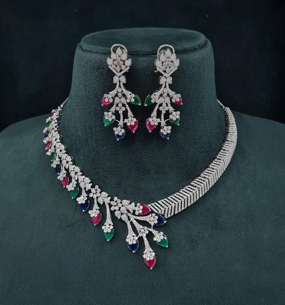 Cz Necklace 06096 - KRISHNA'S SWETA JEWELLERY