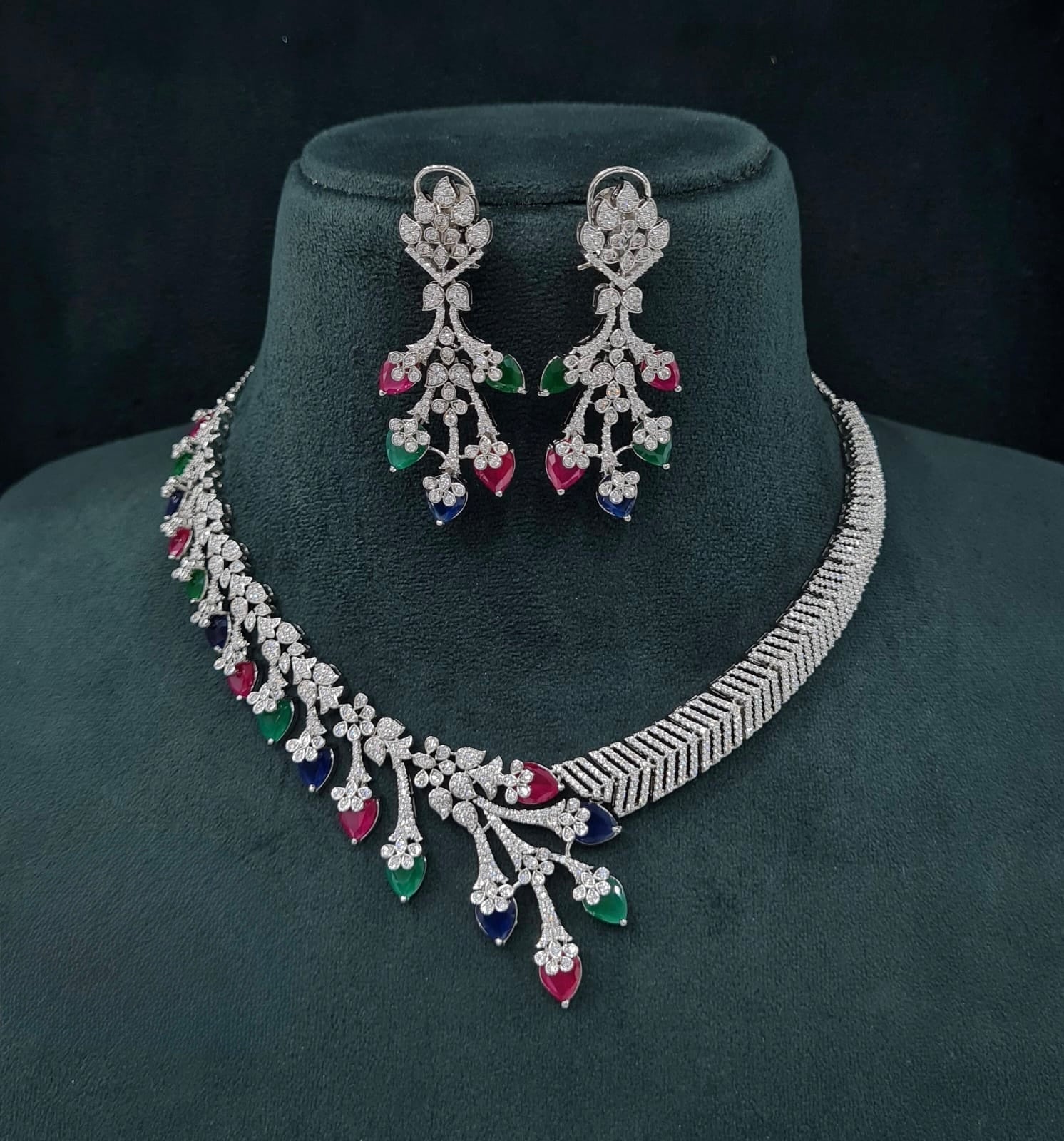 Cz Necklace 06096 - KRISHNA'S SWETA JEWELLERY