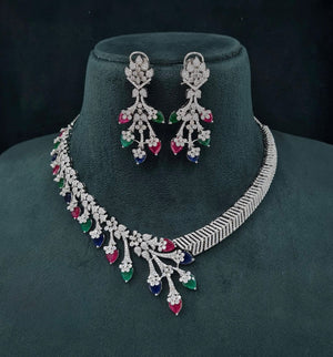 Cz Necklace 06096 - KRISHNA'S SWETA JEWELLERY
