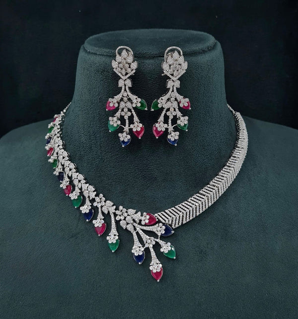 Cz Necklace 06096 - KRISHNA'S SWETA JEWELLERY
