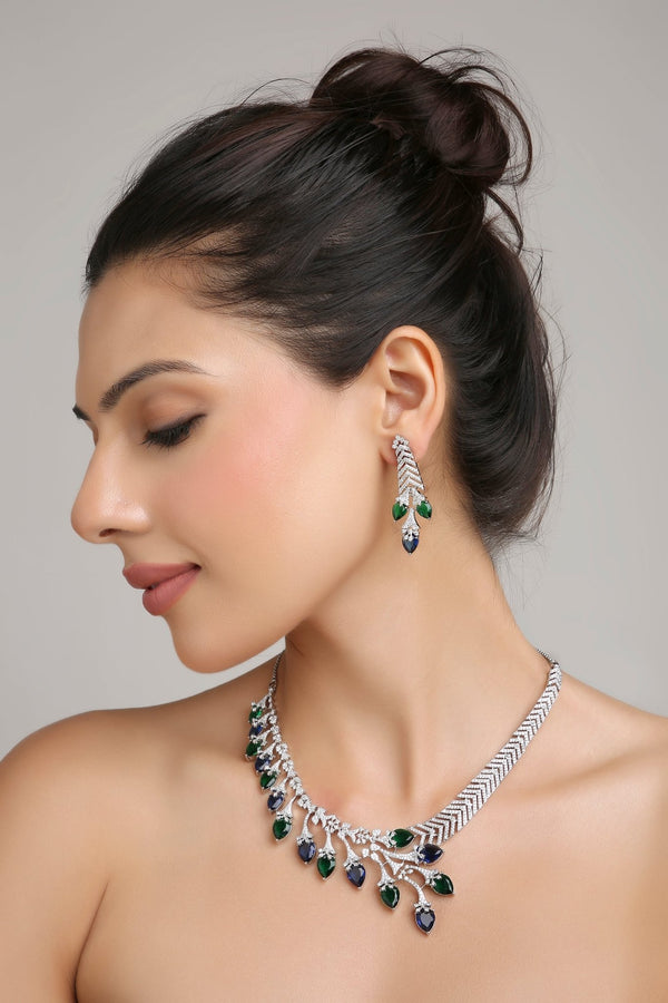 Cz Necklace 06096 - KRISHNA'S SWETA JEWELLERY