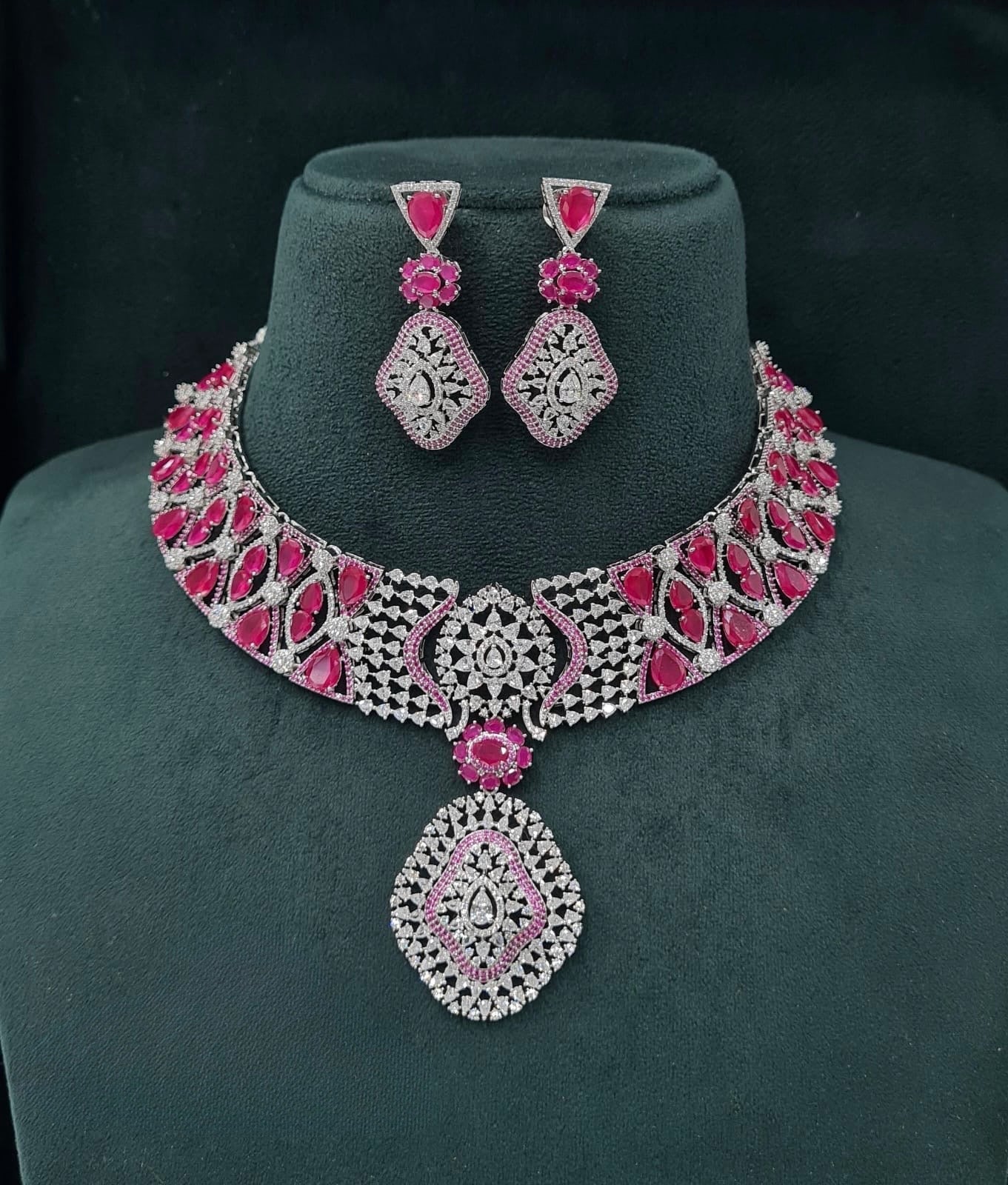 Cz Necklace 06097 - KRISHNA'S SWETA JEWELLERY