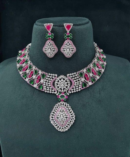 Cz Necklace 06097 - KRISHNA'S SWETA JEWELLERY