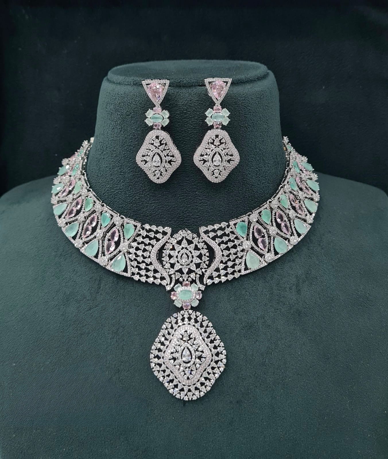 Cz Necklace 06097 - KRISHNA'S SWETA JEWELLERY