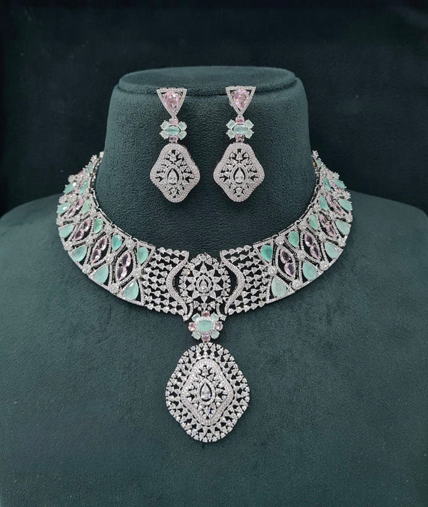 Cz Necklace 06097 - KRISHNA'S SWETA JEWELLERY