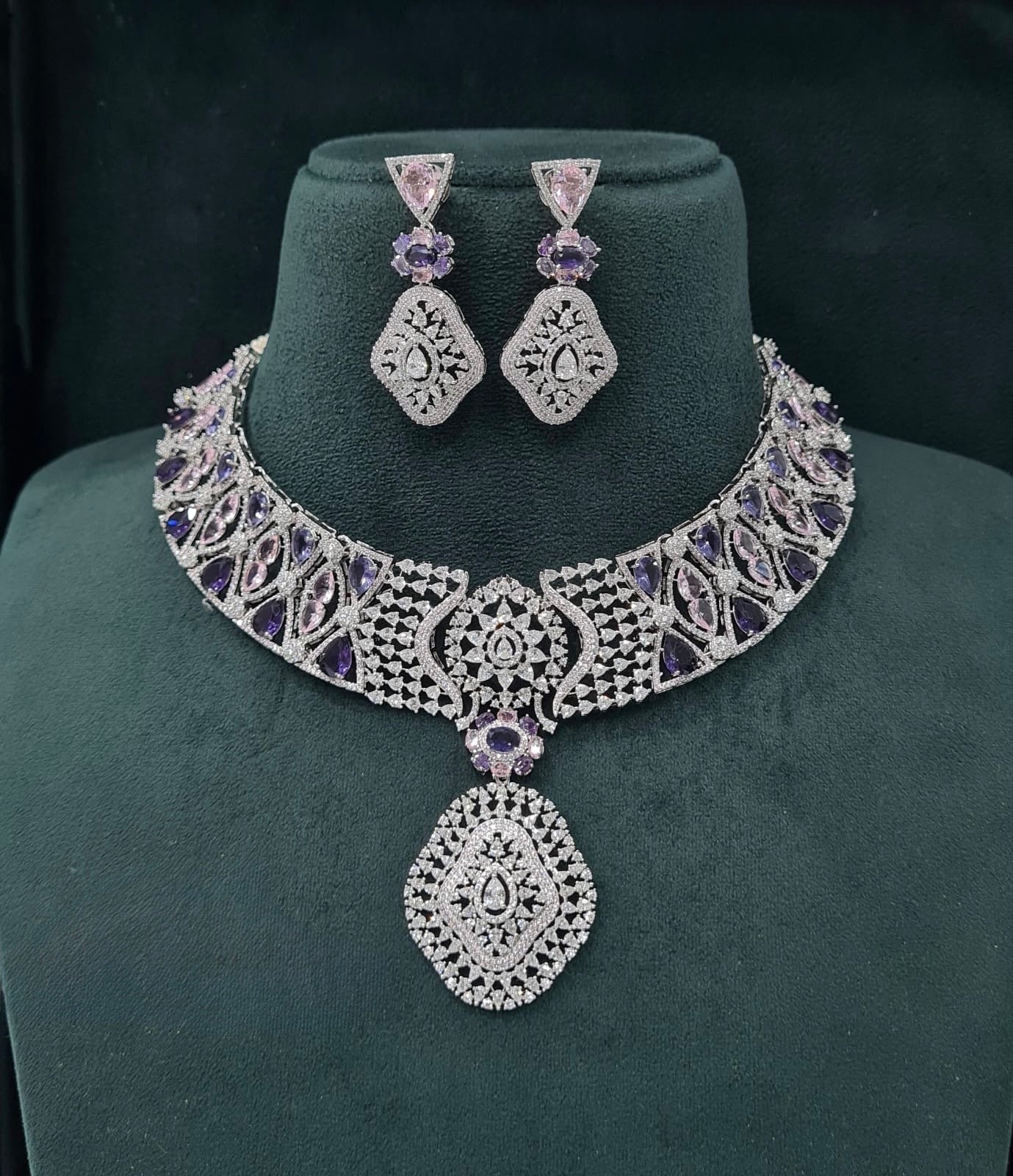 Cz Necklace 06097 - KRISHNA'S SWETA JEWELLERY
