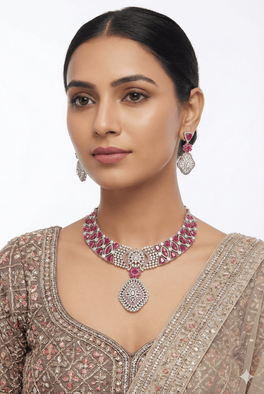 Cz Necklace 06097 - KRISHNA'S SWETA JEWELLERY