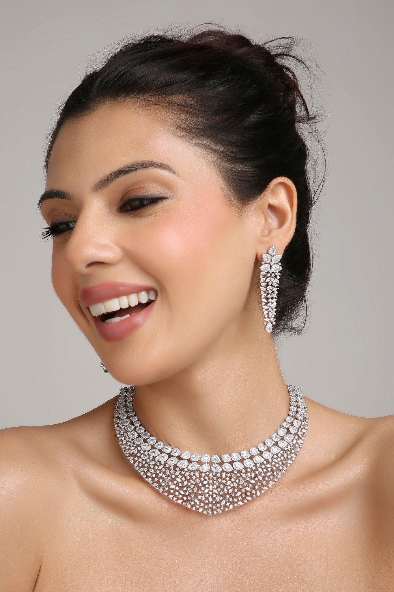 Cz Necklace 06208 - KRISHNA'S SWETA JEWELLERY