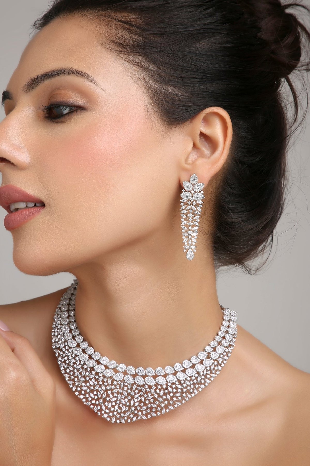 Cz Necklace 06208 - KRISHNA'S SWETA JEWELLERY