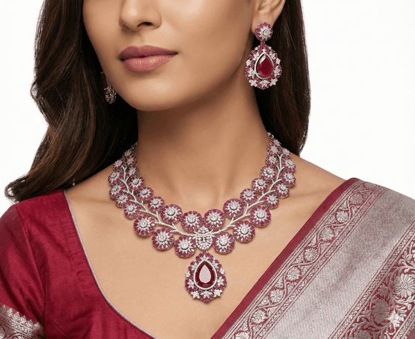 Cz Necklace 06270 - KRISHNA'S SWETA JEWELLERY