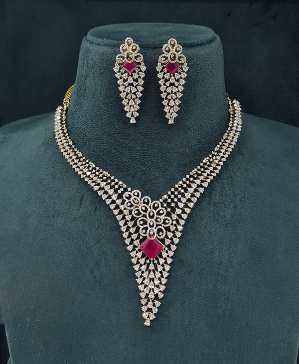 Cz Necklace 06773 - KRISHNA'S SWETA JEWELLERY