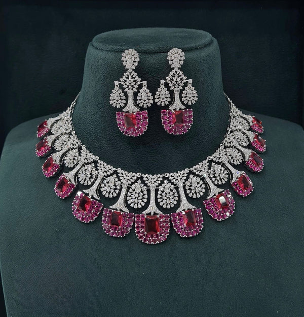 Cz Necklace 06841 - KRISHNA'S SWETA JEWELLERY