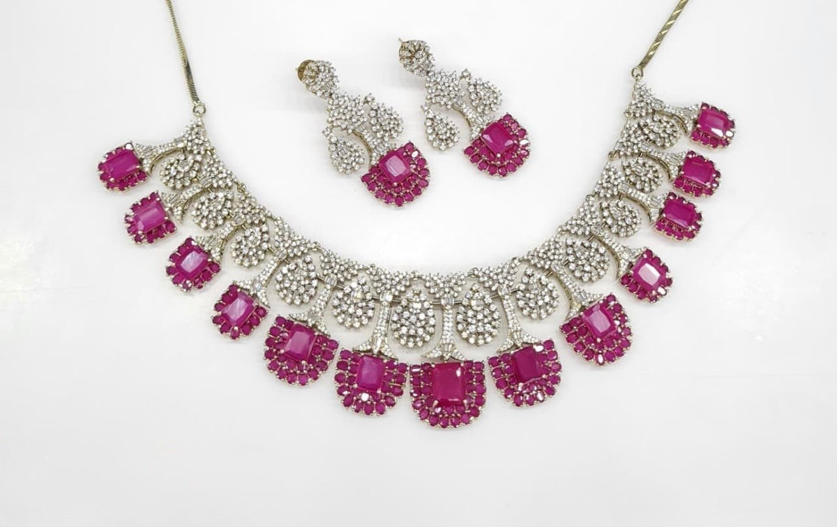 Cz Necklace 06841 - KRISHNA'S SWETA JEWELLERY