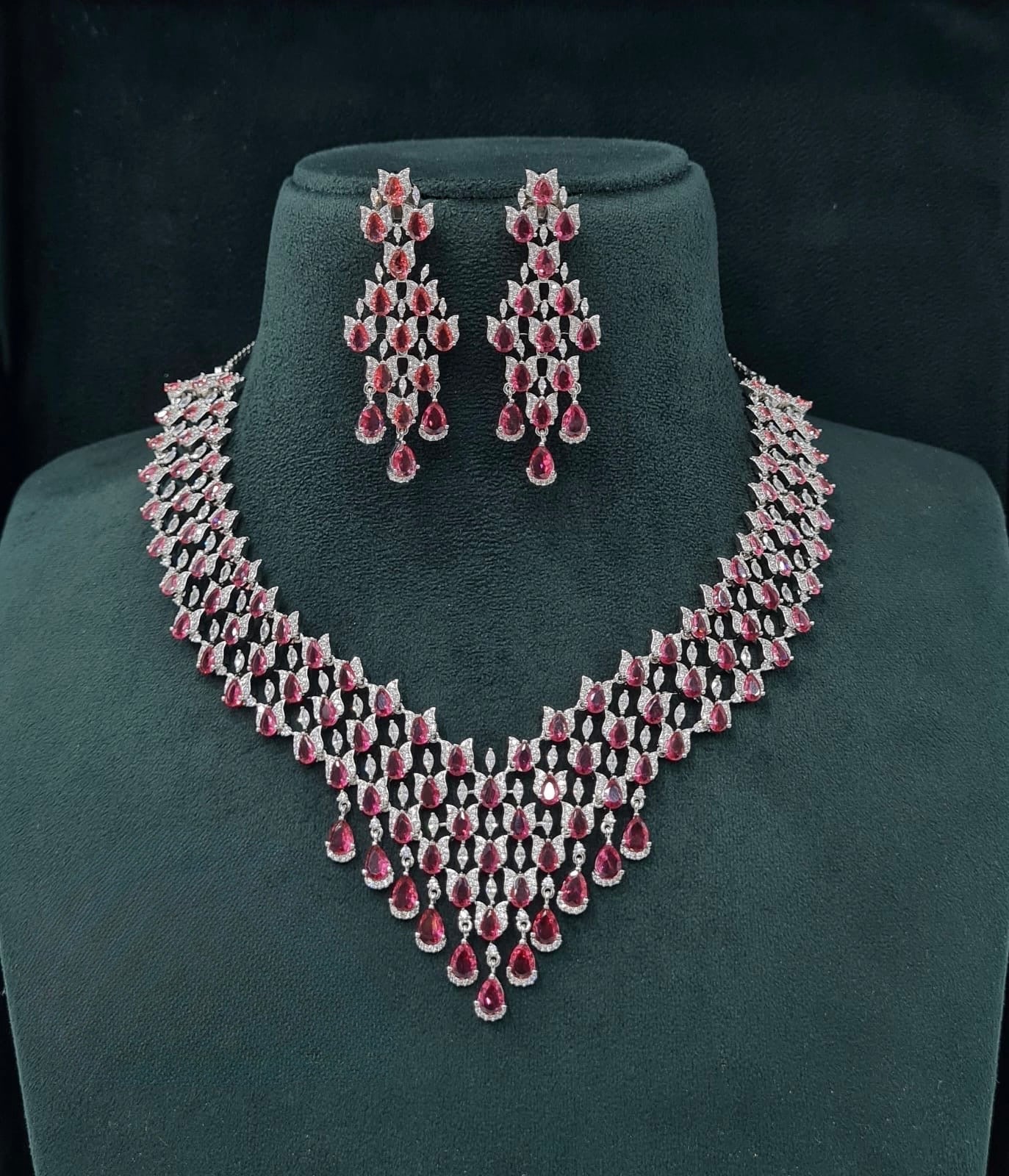 Cz Necklace 07243 - KRISHNA'S SWETA JEWELLERY