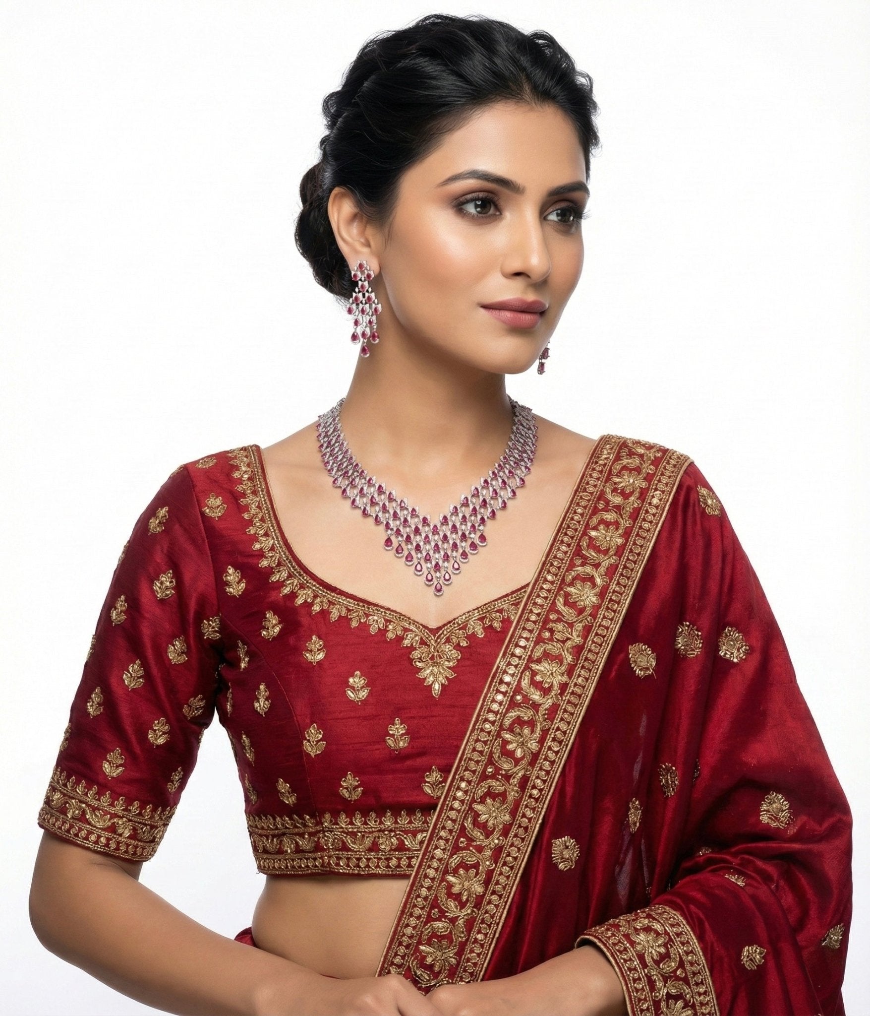 Cz Necklace 07243 - KRISHNA'S SWETA JEWELLERY
