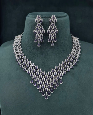 Cz Necklace 07243 - KRISHNA'S SWETA JEWELLERY