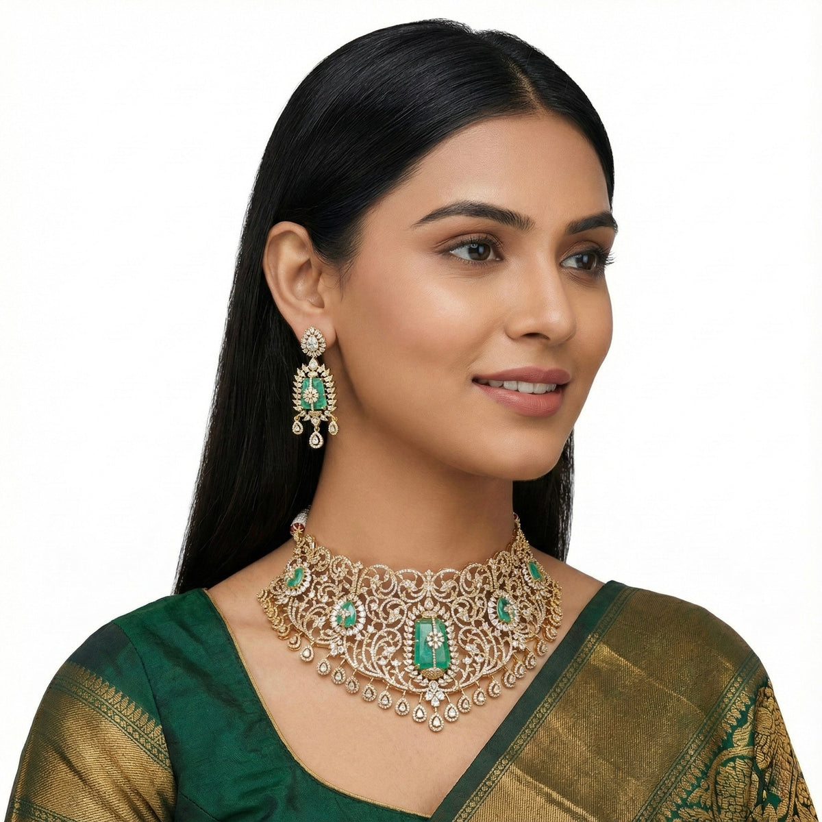 Cz Necklace 07419 - KRISHNA'S SWETA JEWELLERY