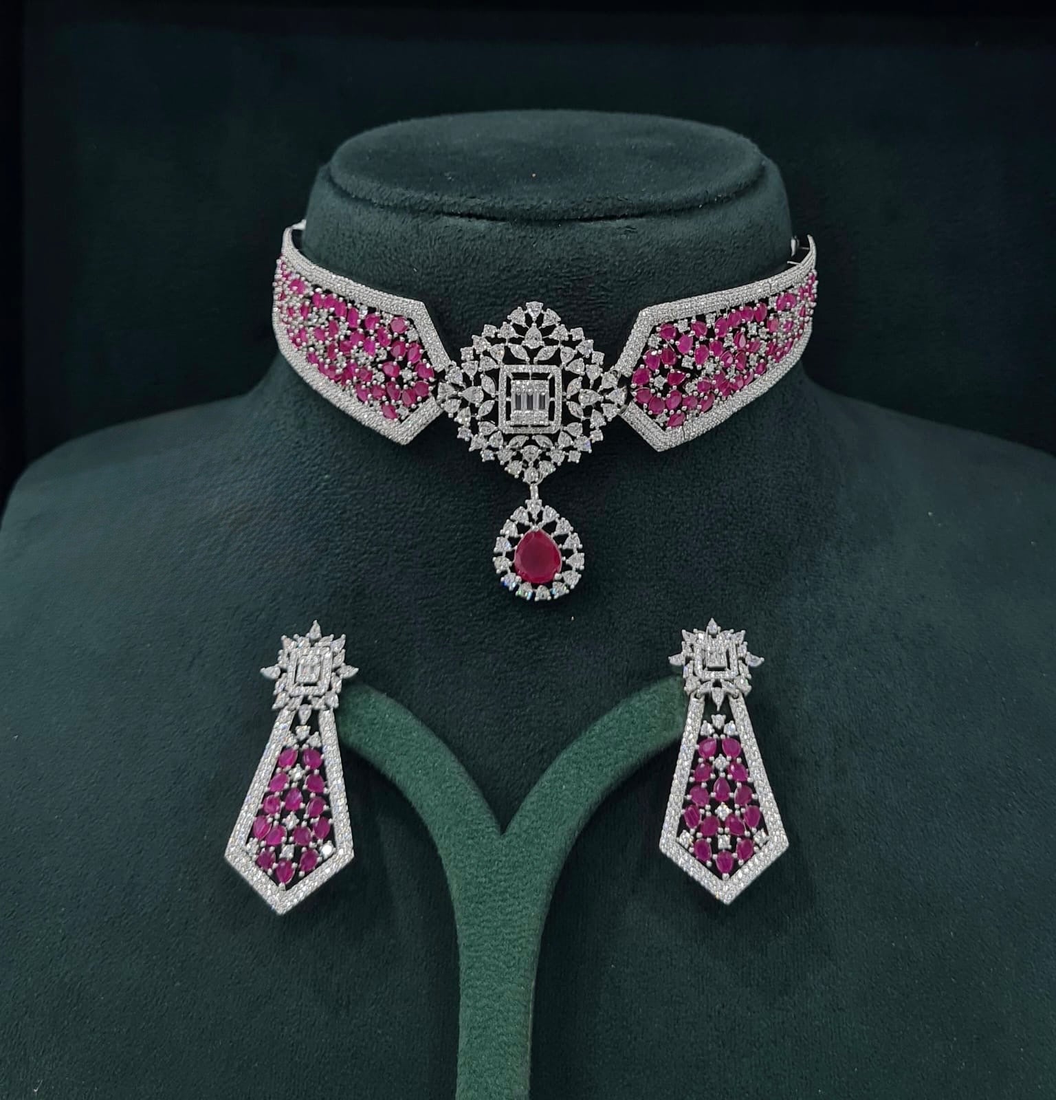 Cz Necklace 07432 - KRISHNA'S SWETA JEWELLERY