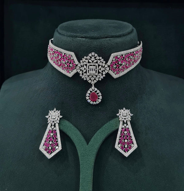 Cz Necklace 07432 - KRISHNA'S SWETA JEWELLERY
