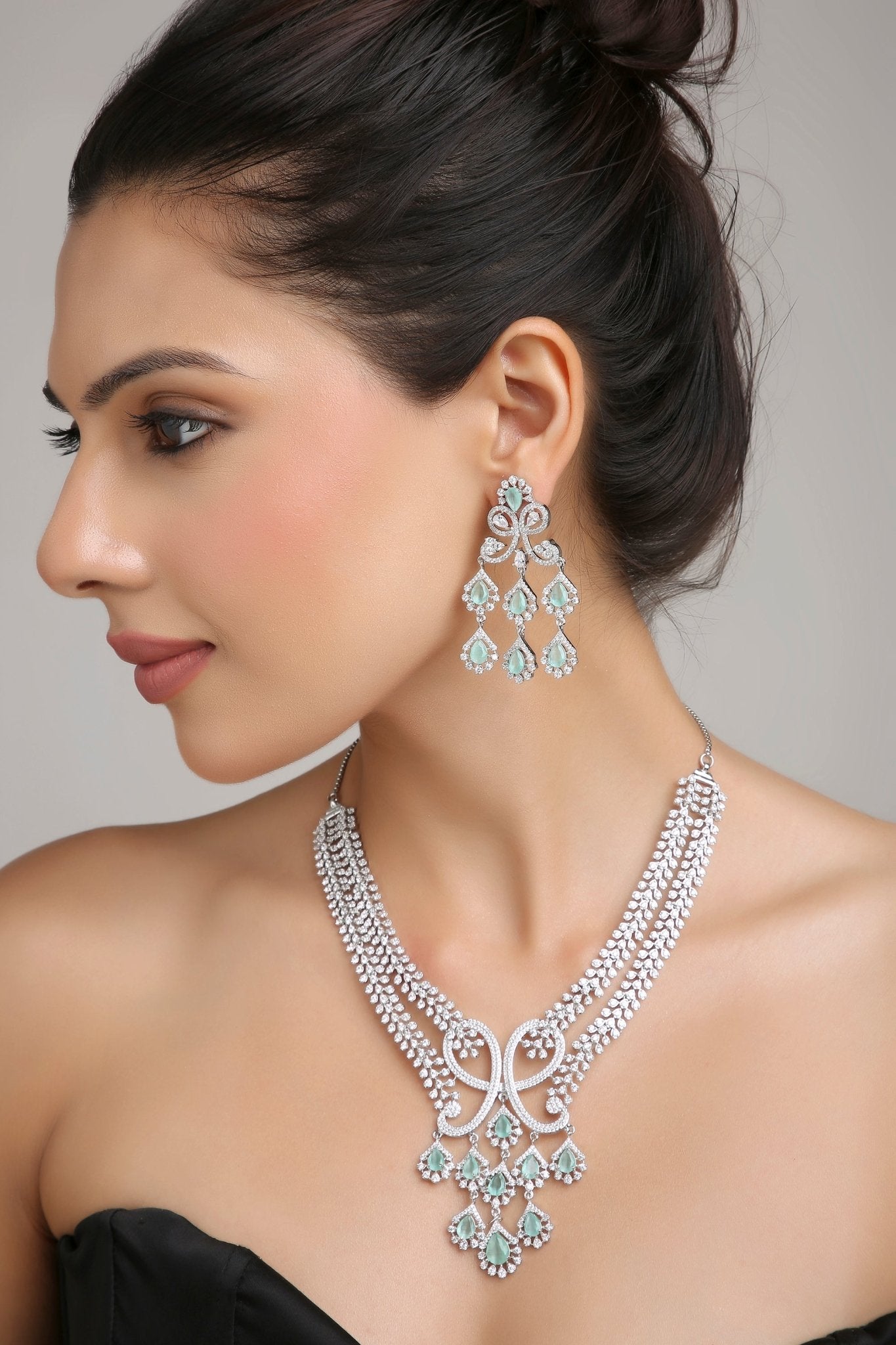 Cz Necklace 07509 - KRISHNA'S SWETA JEWELLERY