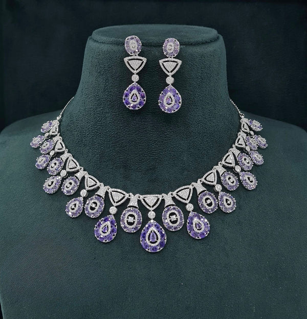 Cz Necklace 07586 - KRISHNA'S SWETA JEWELLERY