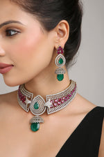 Cz Necklace 08185 - KRISHNA'S SWETA JEWELLERY