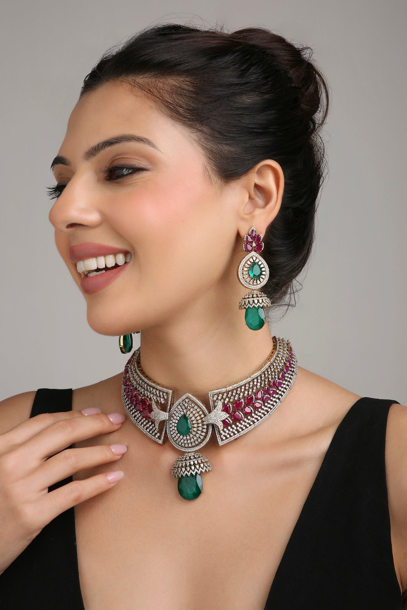 Cz Necklace 08185 - KRISHNA'S SWETA JEWELLERY