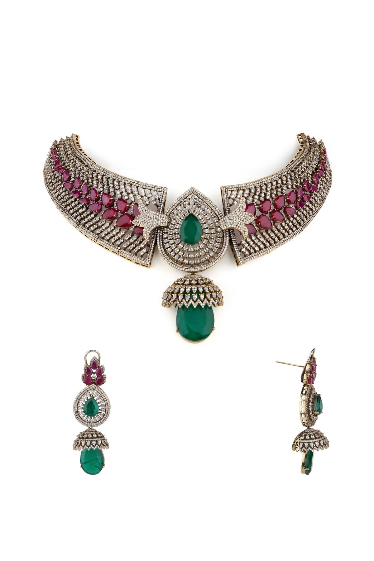 Cz Necklace 08185 - KRISHNA'S SWETA JEWELLERY