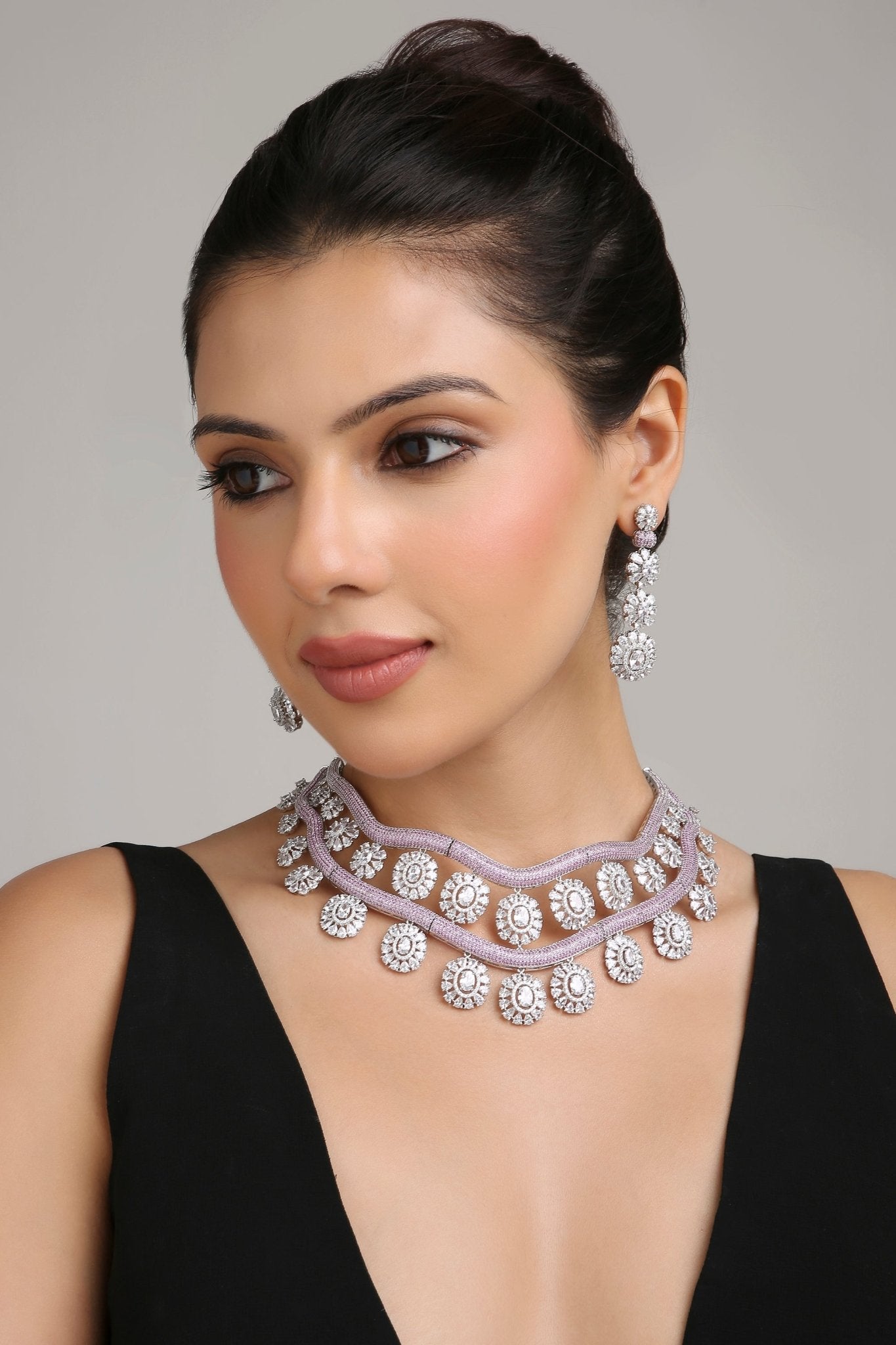 Cz Necklace 08622 - Krishna's Sweta Jewellery