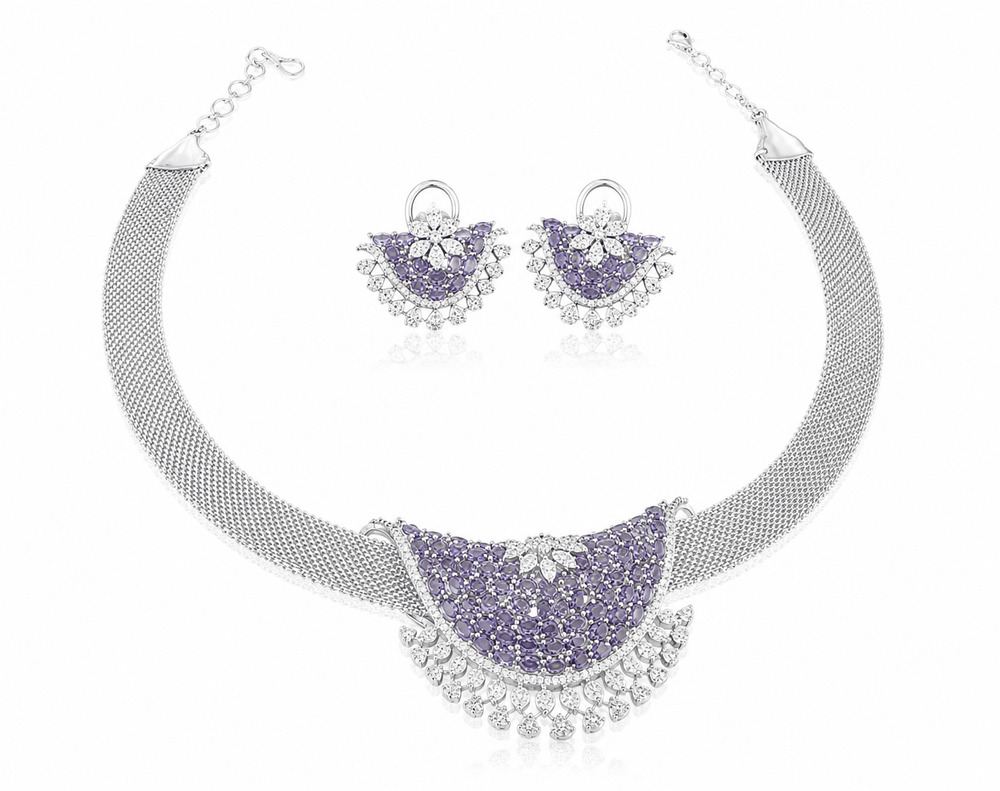 Cz Necklace 08963 - KRISHNA'S SWETA JEWELLERY