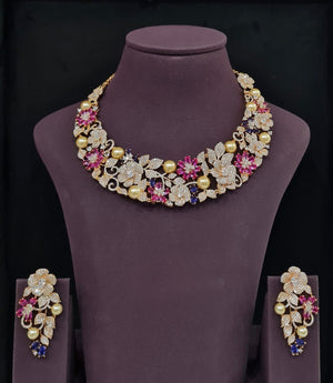 Cz Necklace 09071 - KRISHNA'S SWETA JEWELLERY