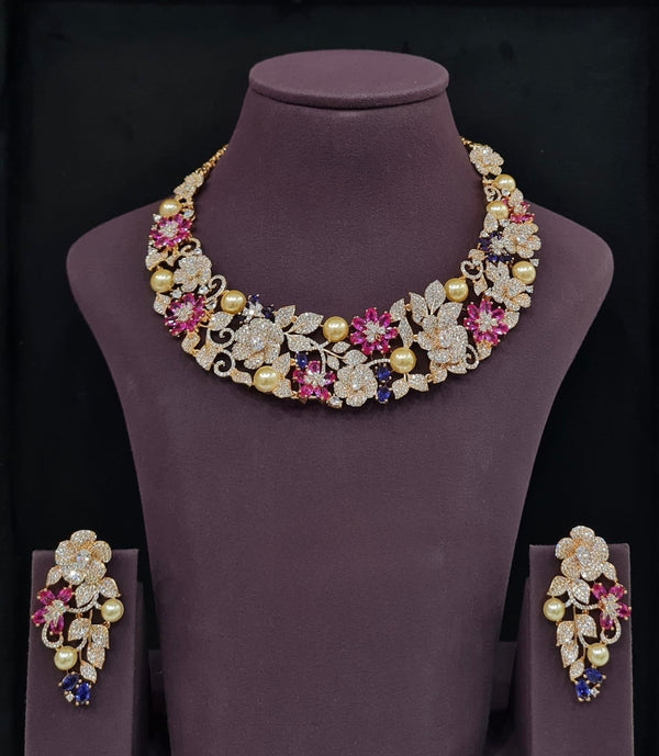 Cz Necklace 09071 - KRISHNA'S SWETA JEWELLERY