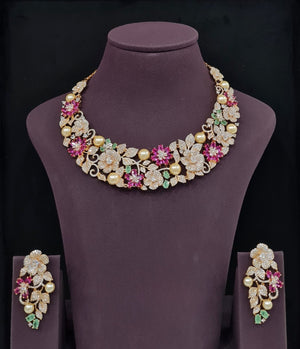 Cz Necklace 09071 - KRISHNA'S SWETA JEWELLERY