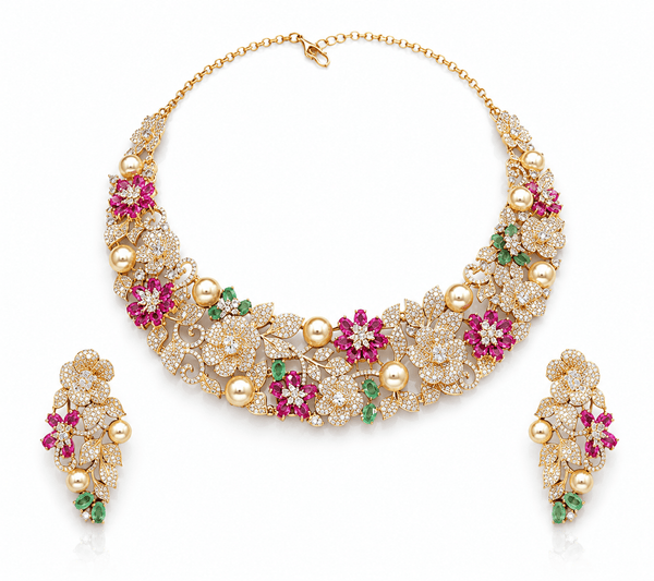 Cz Necklace 09071 - KRISHNA'S SWETA JEWELLERY